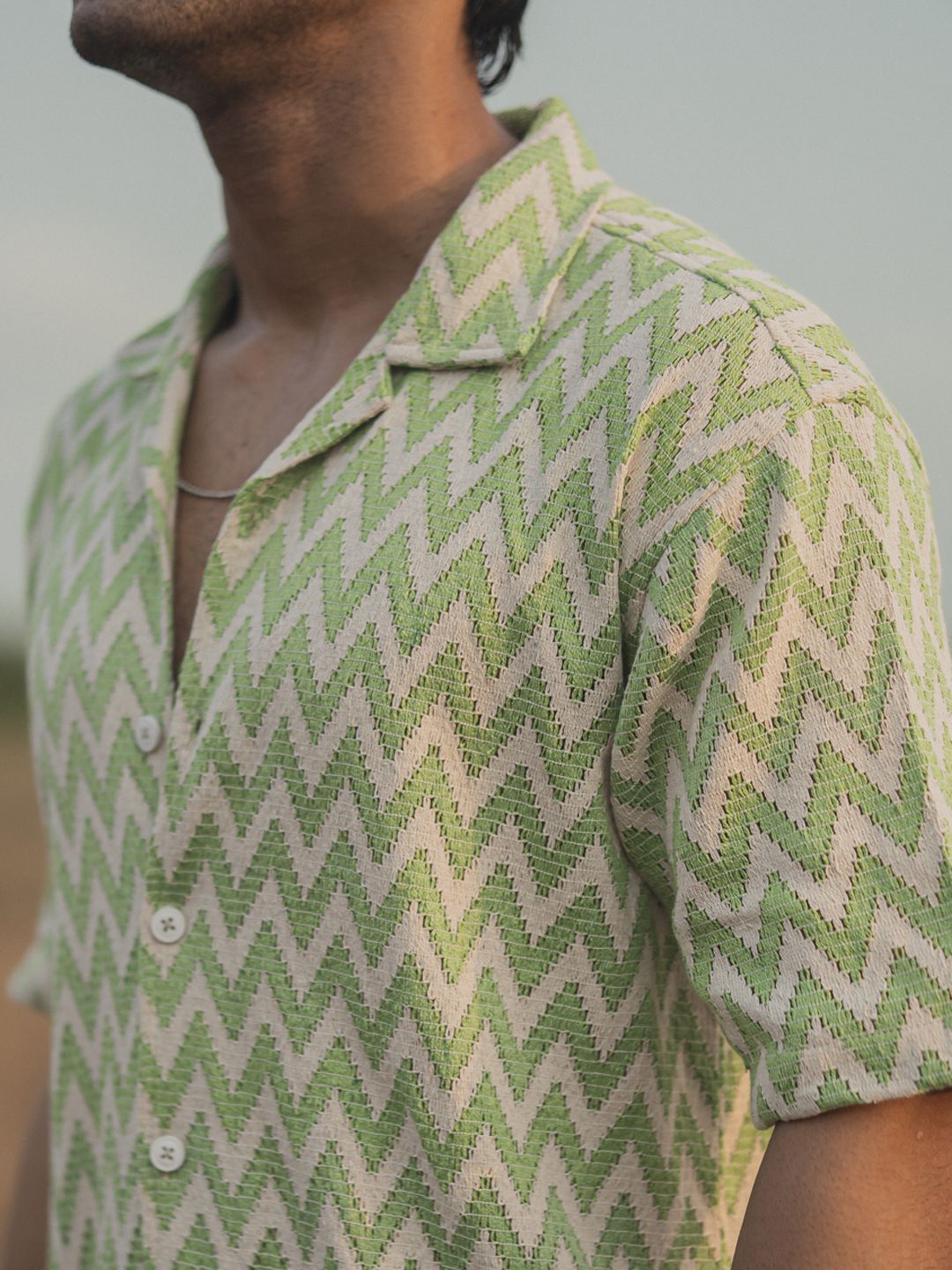 Powerlook Men Geometric Printed Cuban Collar India Slim Casual Shirt