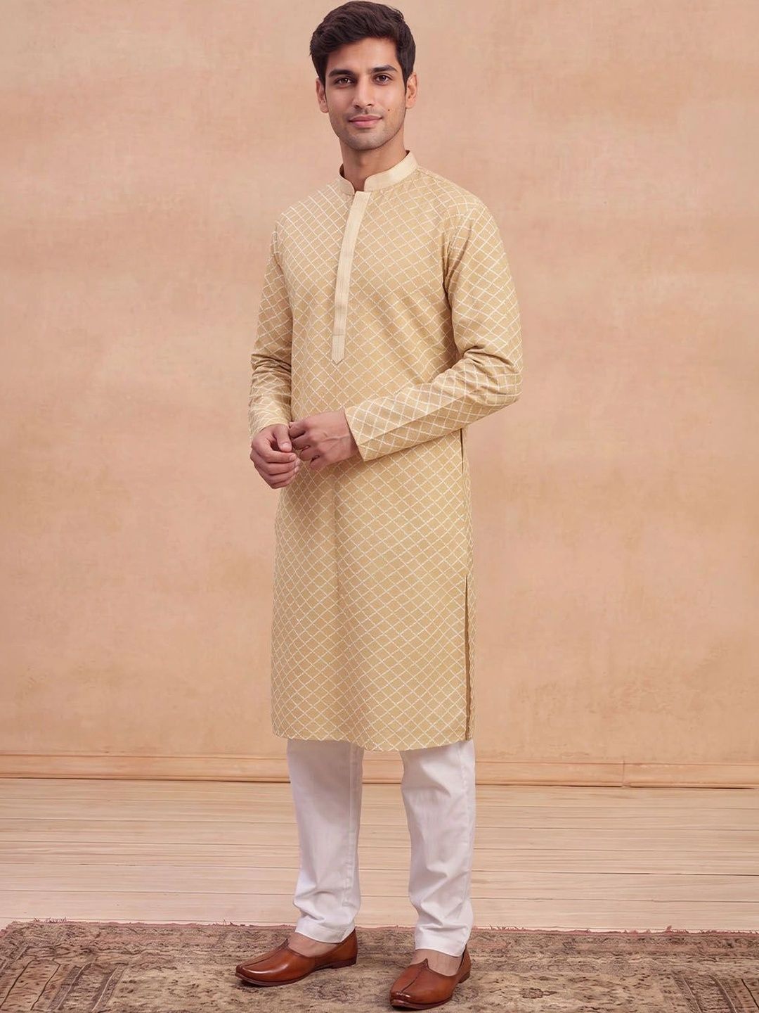 House of Chikankari Men Geometric Printed Kurta