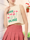 DressBerry Carefree Glam Printed Boxy Crop T-shirt