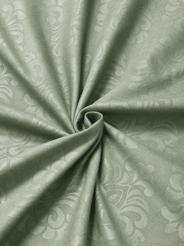 KLOTTHE Green Floral Embossed Printed Fitted 400TC King Bedsheet With 2 Pillow Cover
