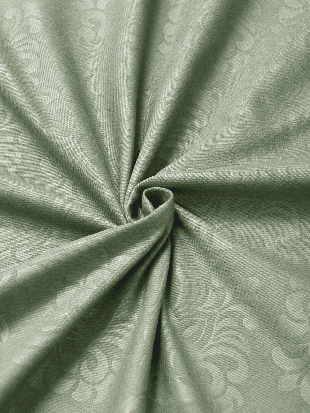 KLOTTHE Green Floral Embossed Printed Fitted 400TC King Bedsheet With 2 Pillow Cover