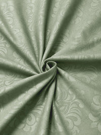 KLOTTHE Green Floral Embossed Printed Fitted 400TC King Bedsheet With 2 Pillow Cover