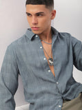 VASTRADO Men Classic Spread Collar Textured Slim Fit Casual Shirt