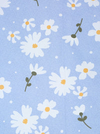 KLOTTHE Blue Floral Cotton 300 TC King Fine Bedsheet with 2 Pillow Covers-98 x 89 inches