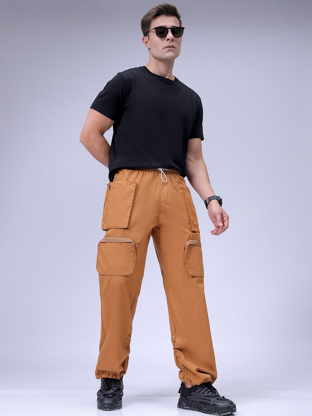 The Indian Garage Co Men Relaxed Fit Pure Cotton Utility Cargo Jogger
