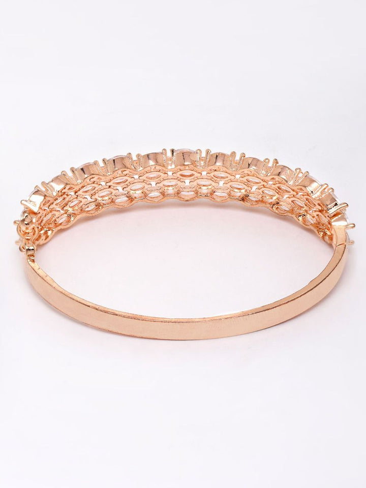Anouk Women Brass Cubic Zirconia Rose Gold-plated Bangle-Style Gelang