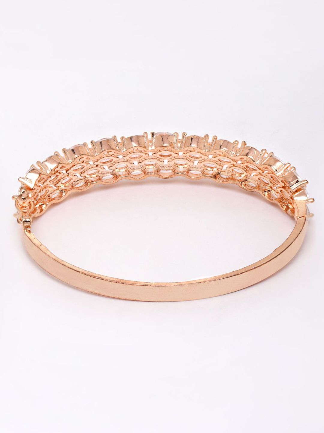Anouk Women Brass Cubic Zirconia Rose Gold-plated Bangle-Style Gelang