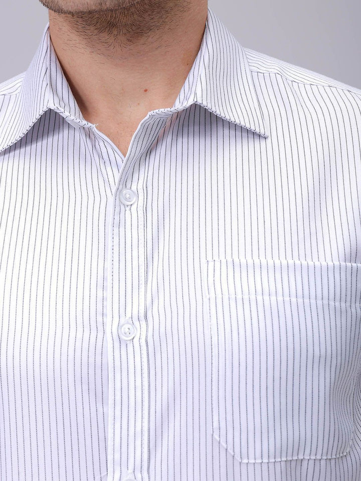 The Indian Garage Co. X Luxe Men Spread Collar Vertical Striped Slim Fit Formal Shirt