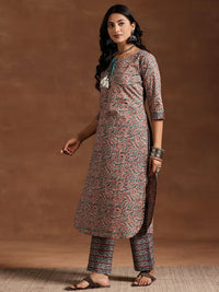 Libas Women Paisley Printed Regular Pure Cotton Kurta with Trousers