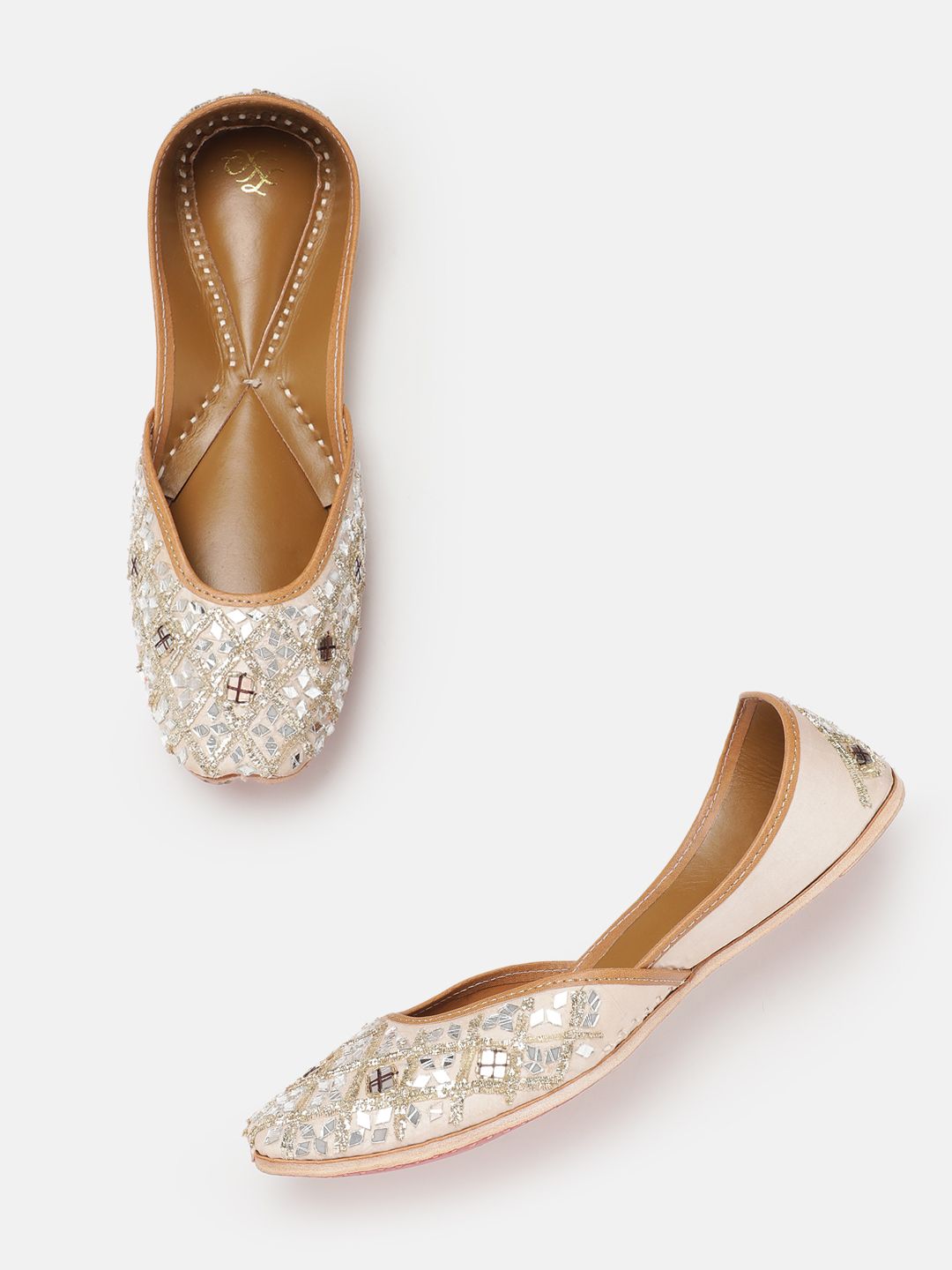 House of Pataudi Women Mirror Embellished Mojaris