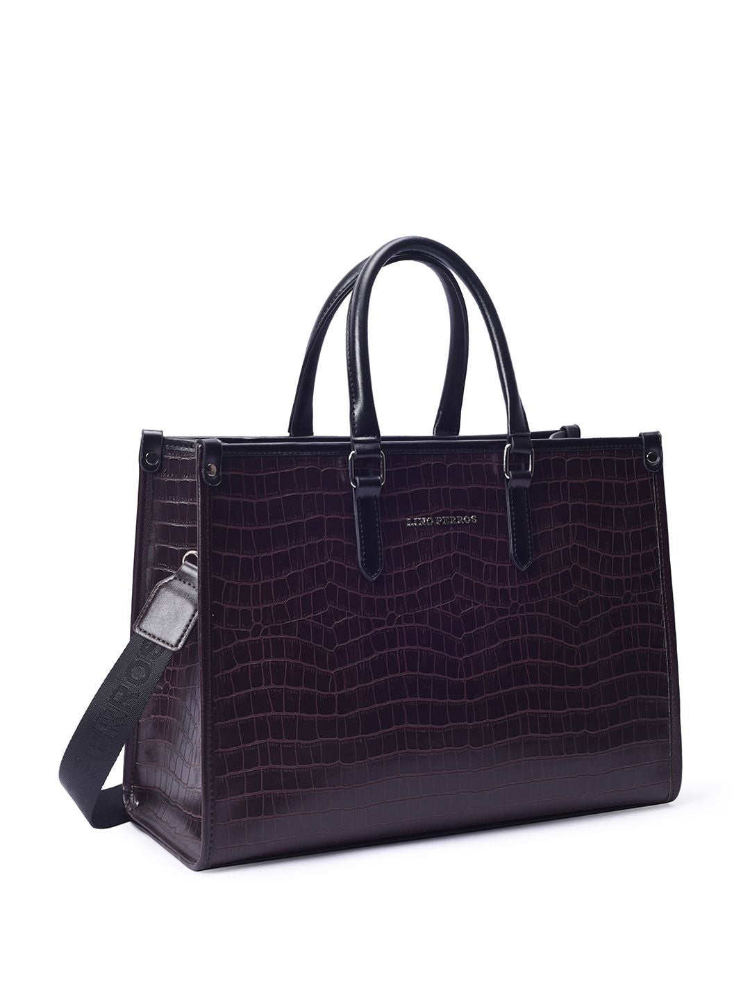 Lino Perros Croc Textured Structured Handheld Bag
