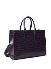 Lino Perros Croc Textured Structured Handheld Bag