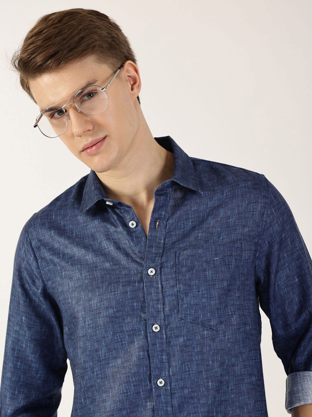 Thomas Scott Men Premium Spread Collar Solid Slim Fit Casual Shirt