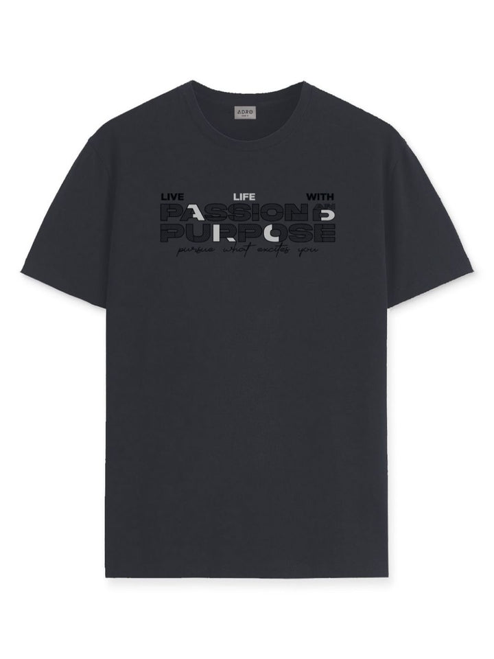 ADRO Typography Printed Round Neck Cotton T-shirt