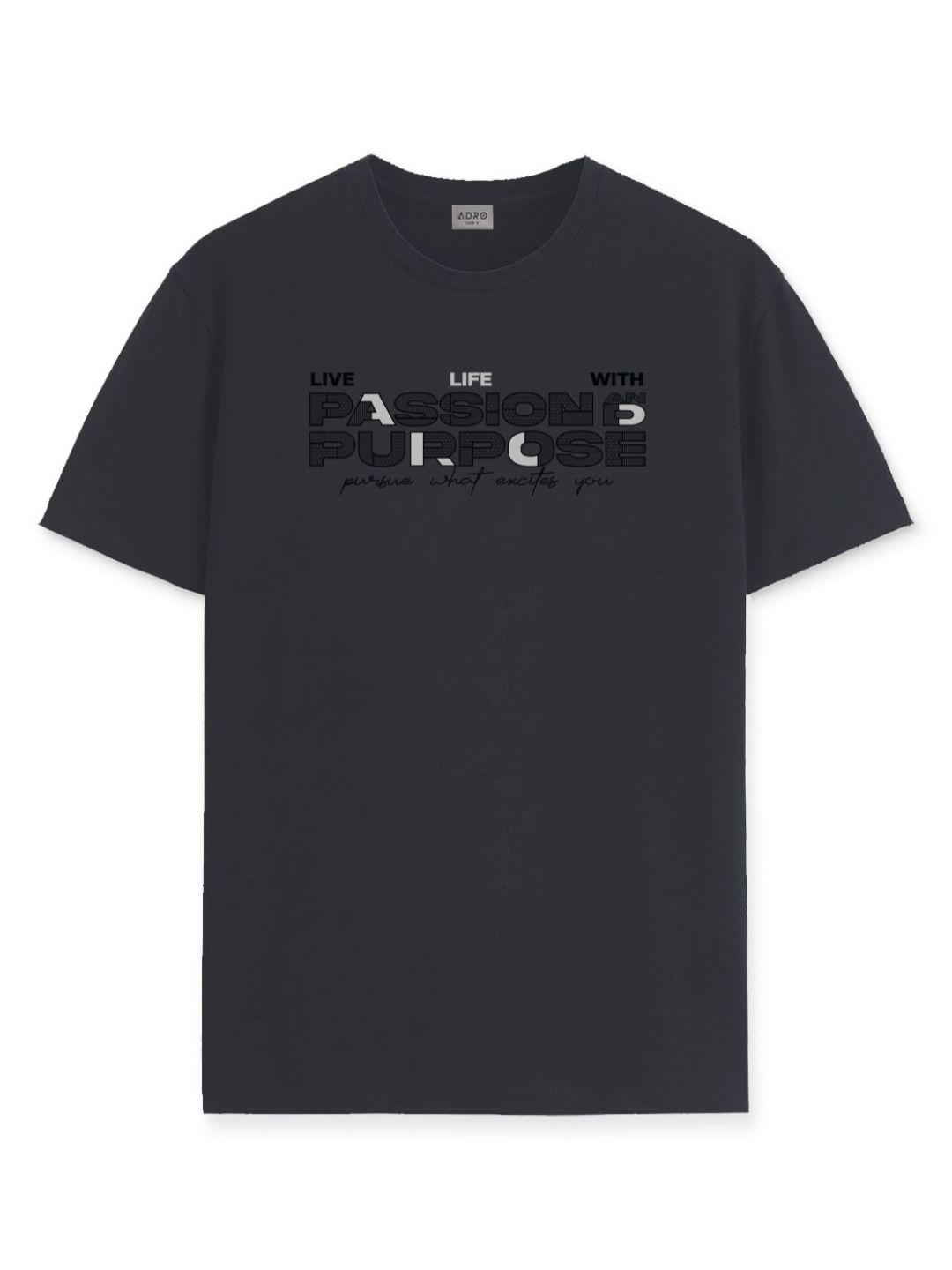 ADRO Typography Printed Round Neck Cotton T-shirt