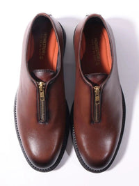 MONKSTORY Brown Atelier 1937 Zip Up Oxford Slip-Ons