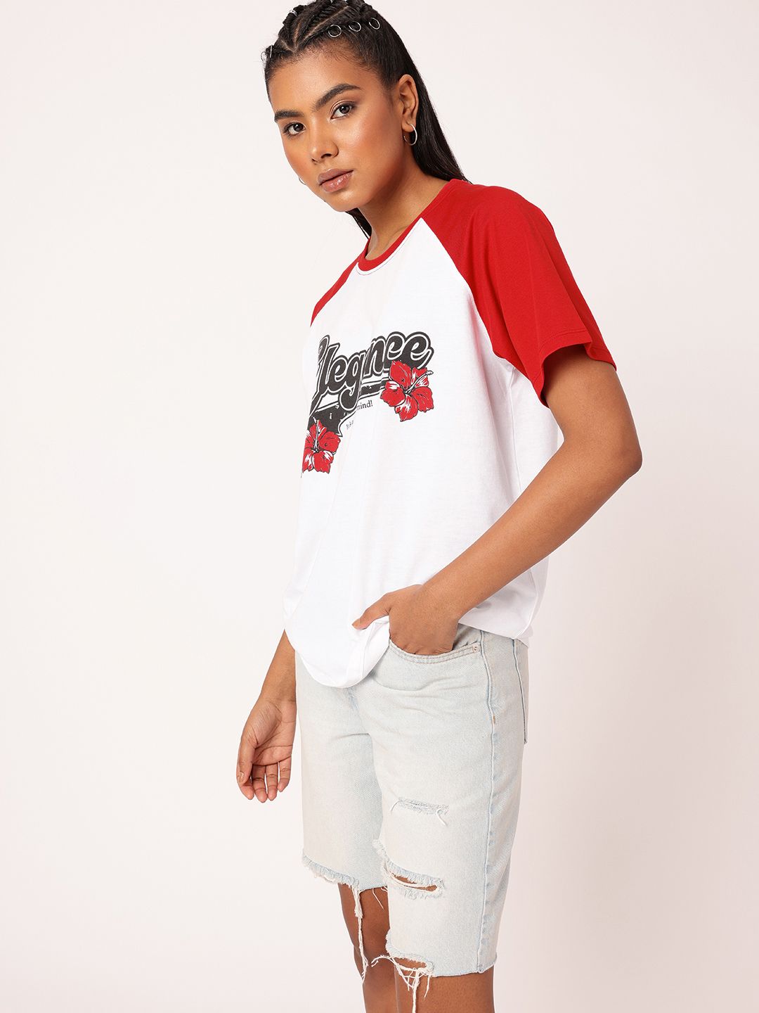 DressBerry Timeless Elegance Printed Raglan Sleeves Relaxed Fit T-shirt