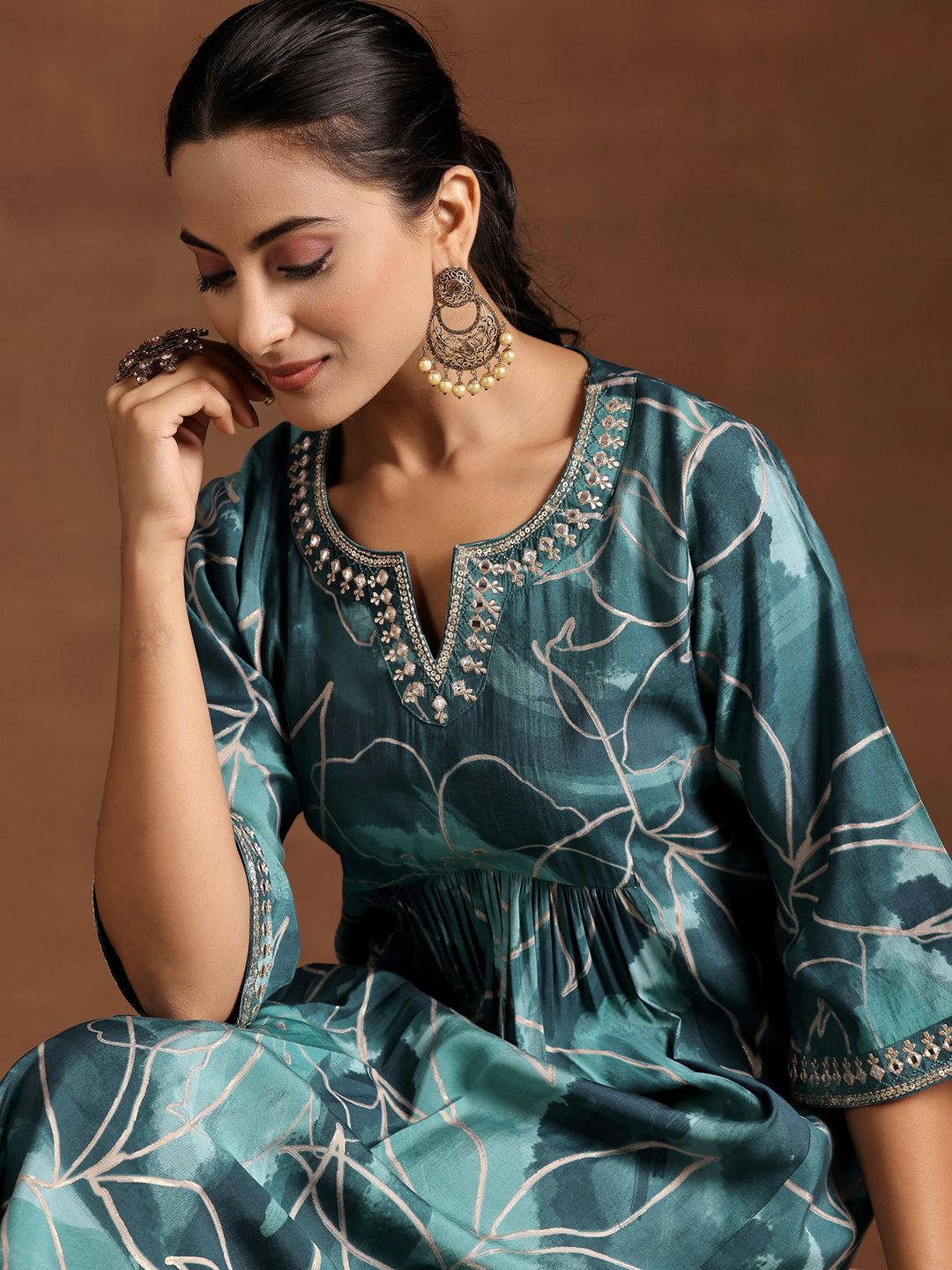 Libas Floral Embroidered Anarkali Kurta
