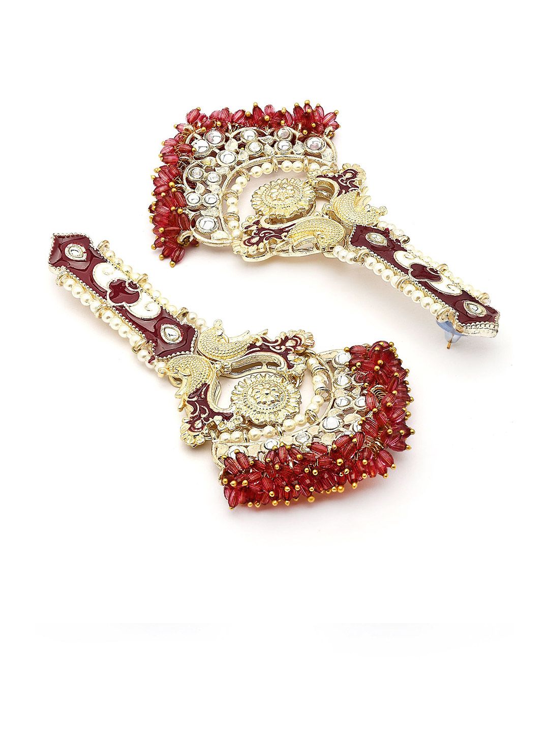KARATCART Gold-Plated Contemporary Meenakari Kundan Crystal Studded Drop Earrings