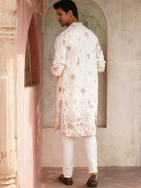 Jompers Men Ethnic Motifs Embroidered Regular Chikankari Kurta with Pyjamas