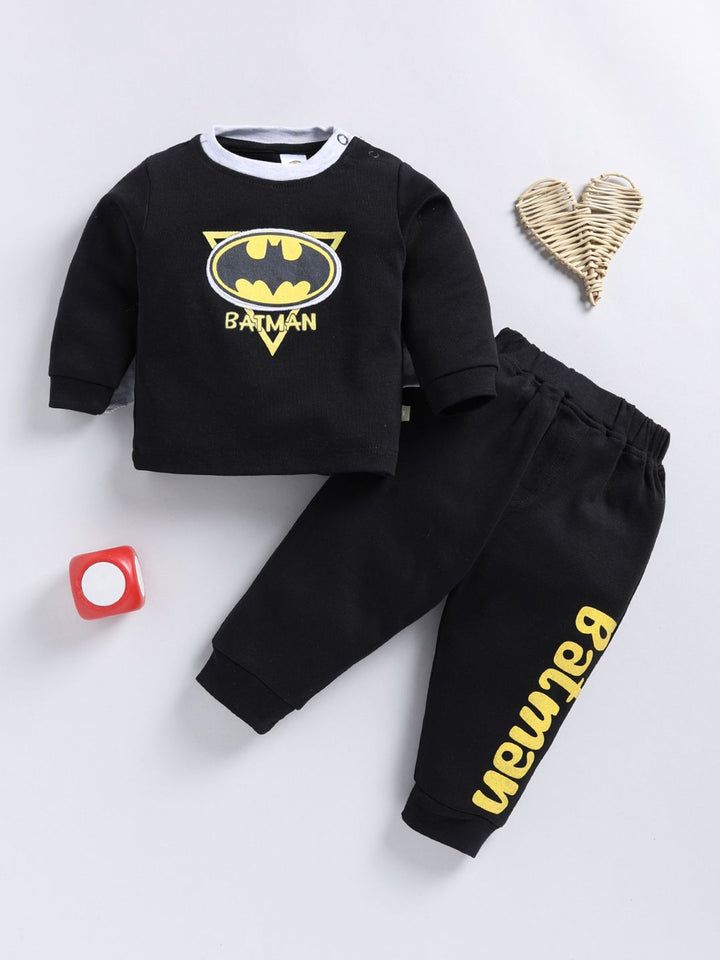 Moms Love Infant Boys Printed Pure Cotton Batman Clothing Set