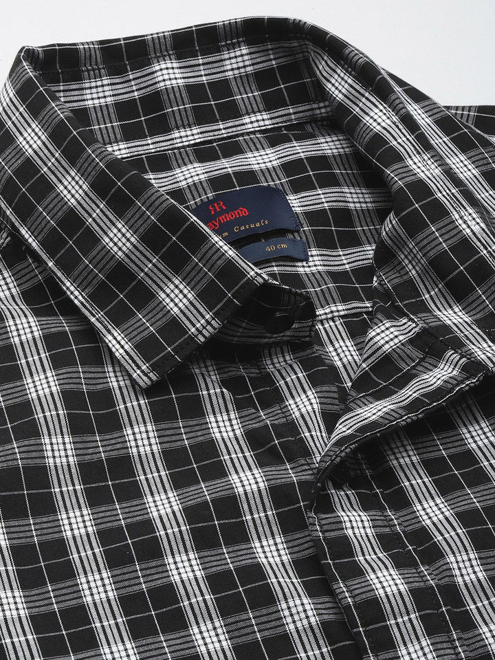 Raymond Pure Cotton Slim Fit Checked Casual Shirt