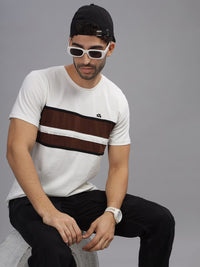 ADRO Colourblocked Regular Fit Cotton T-shirt