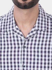 VASTRADO Classic Gingham Checked Lapel Collar Drop-Shoulder Sleeves Oversized Casual Shirt