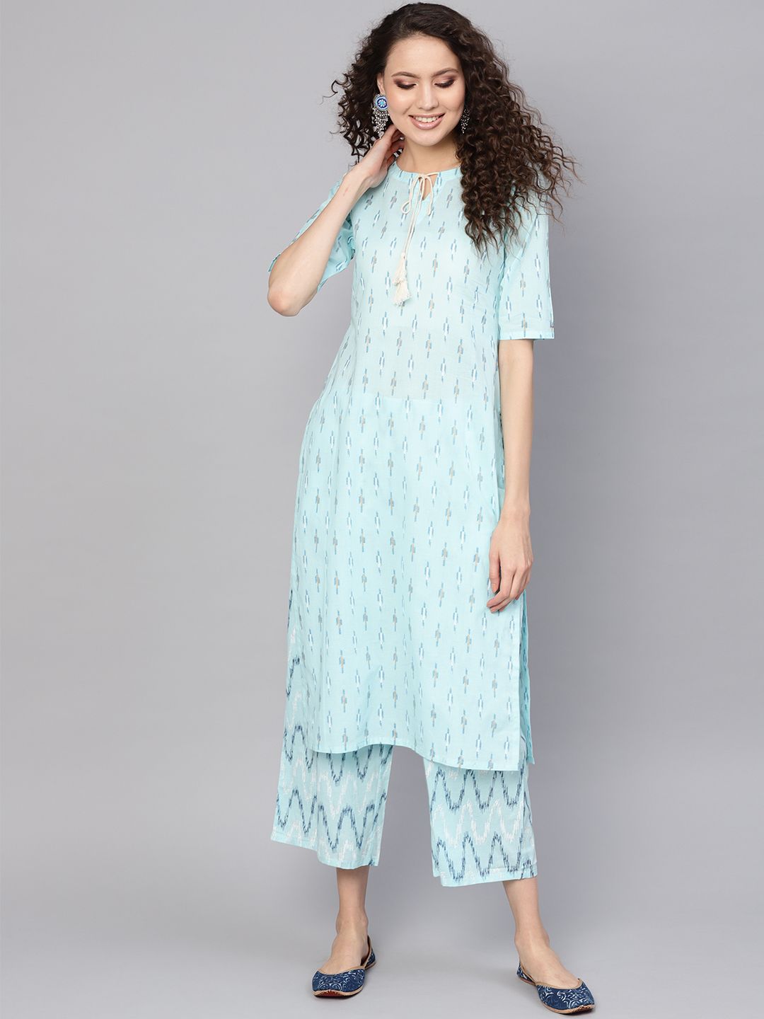 Gerua By Libas Women Blue Printed Kurta with Palazzos