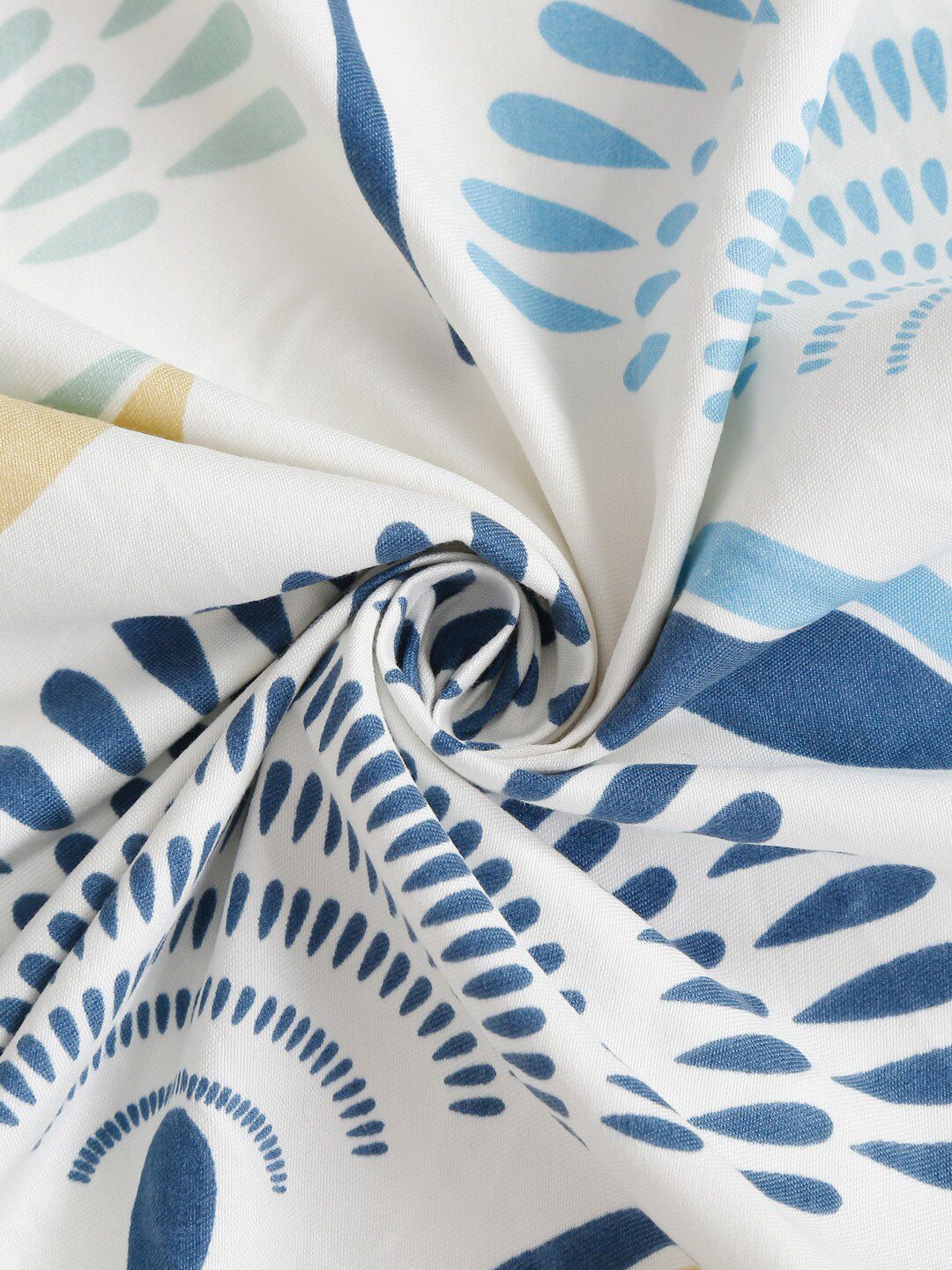 HOSTA HOMES White & Blue Geometric 210 TC Cotton Single Bedsheet with 1 Pillow Cover