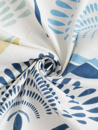 HOSTA HOMES White & Blue Geometric 210 TC Cotton Single Bedsheet with 1 Pillow Cover