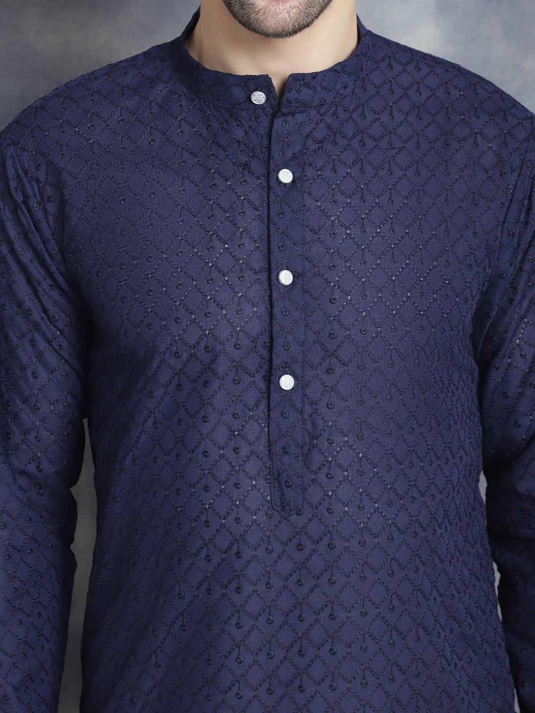 Anouk Ethnic Motifs Embroidered Regular Chikankari Pure Cotton Kurta With Pyjamas