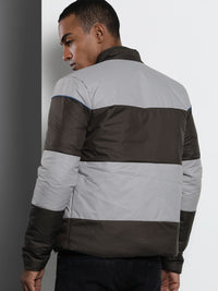The Indian Garage Co Men Colourblock Slim Fit Bomber Jacket