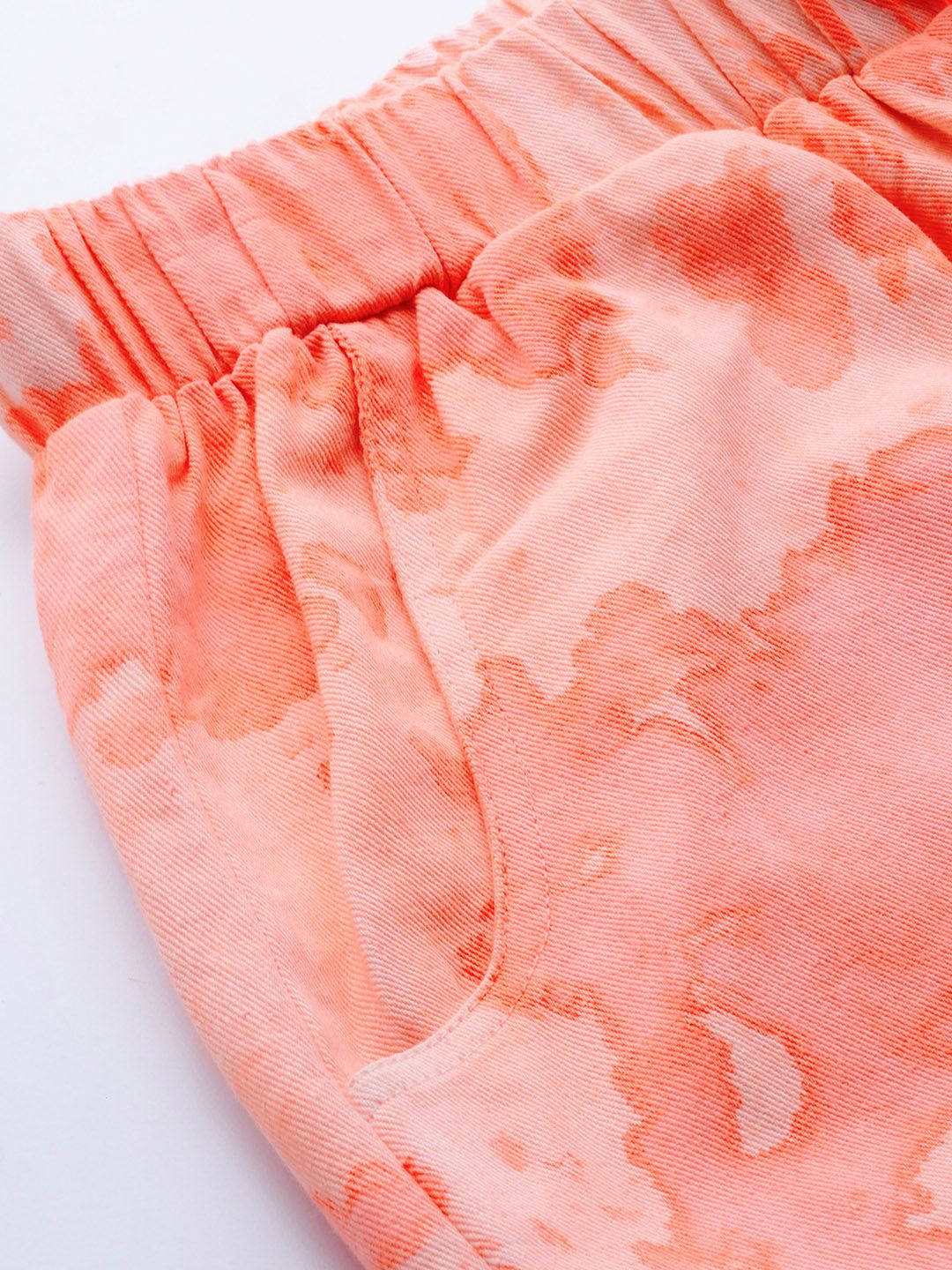 SASSAFRAS Women Peach-Coloured Tie & Dye Twill Pure Cotton Joggers