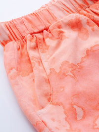 SASSAFRAS Women Peach-Coloured Tie & Dye Twill Pure Cotton Joggers