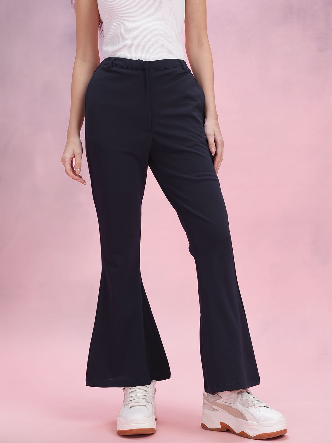 DressBerry Women Flared High-Rise Trousers