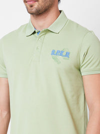 SPYKAR Polo Collar Applique Cotton Slim Fit T-shirt