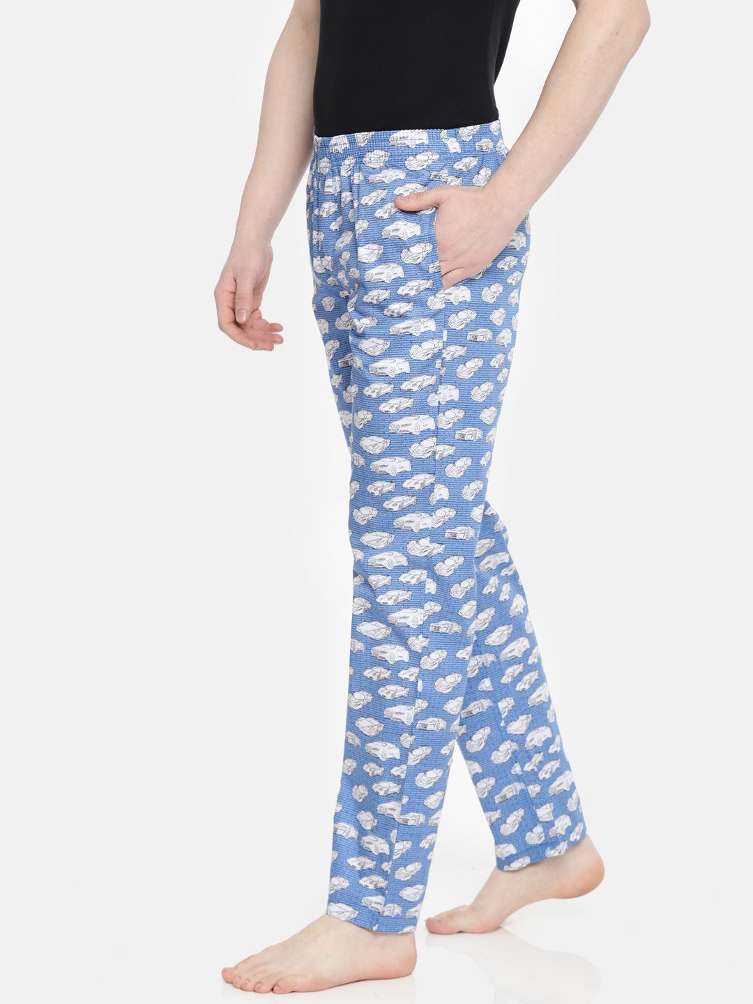 The Indian Garage Co Men Blue & White Printed Lounge Pants SP18-LNGE03-08