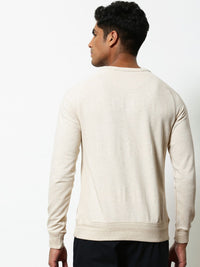 Mr Bowerbird Men Beige Solid Sweatshirt