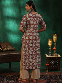Libas Floral Printed Regular Gotta Patti Pure Cotton Straight Kurta with Palazzos