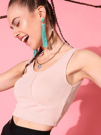 STREET 9 Pink Ribbed Bralette Crop Top