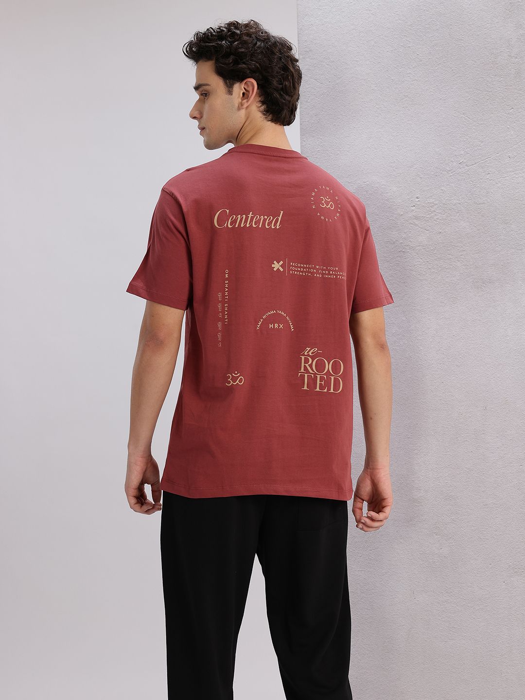 HRX by Hrithik Roshan Typography Printed Pure Cotton Yoga T-shirt