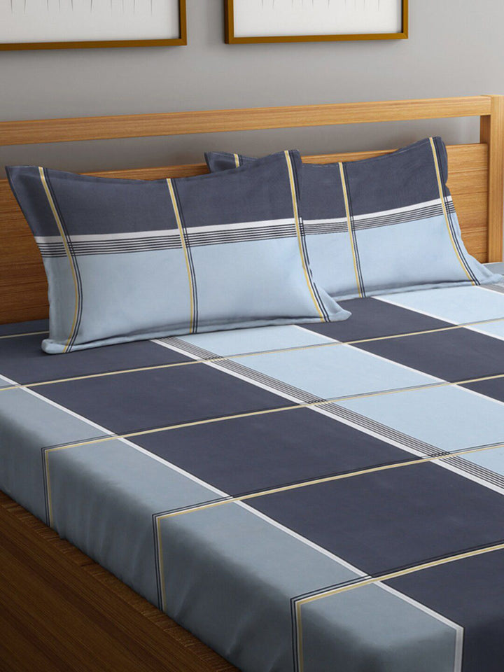 KLOTTHE Geometric Printed 300 TC King Bedsheet with 2 Pillow Covers