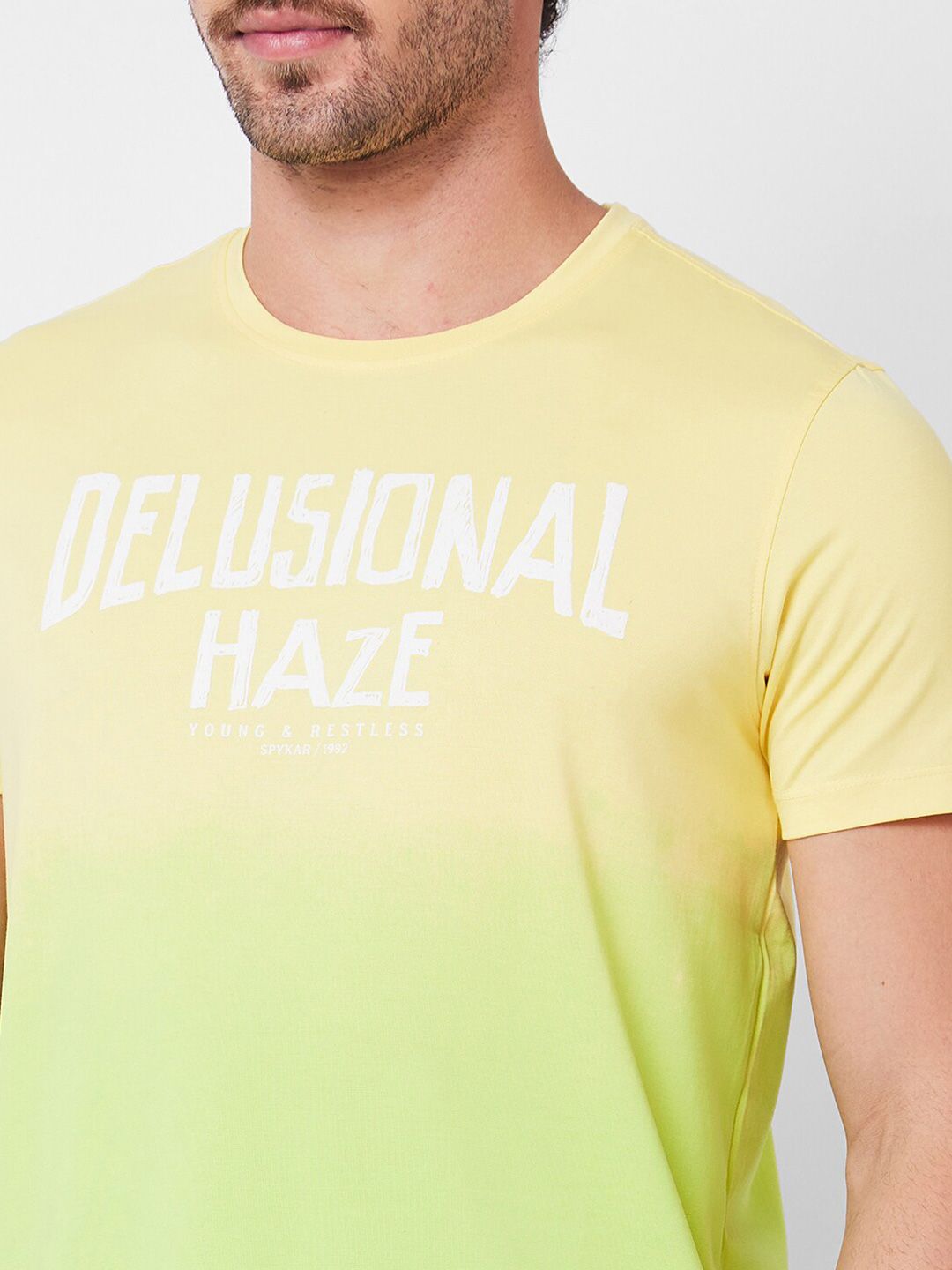 SPYKAR Typography Printed Cotton Slim Fit T-shirt