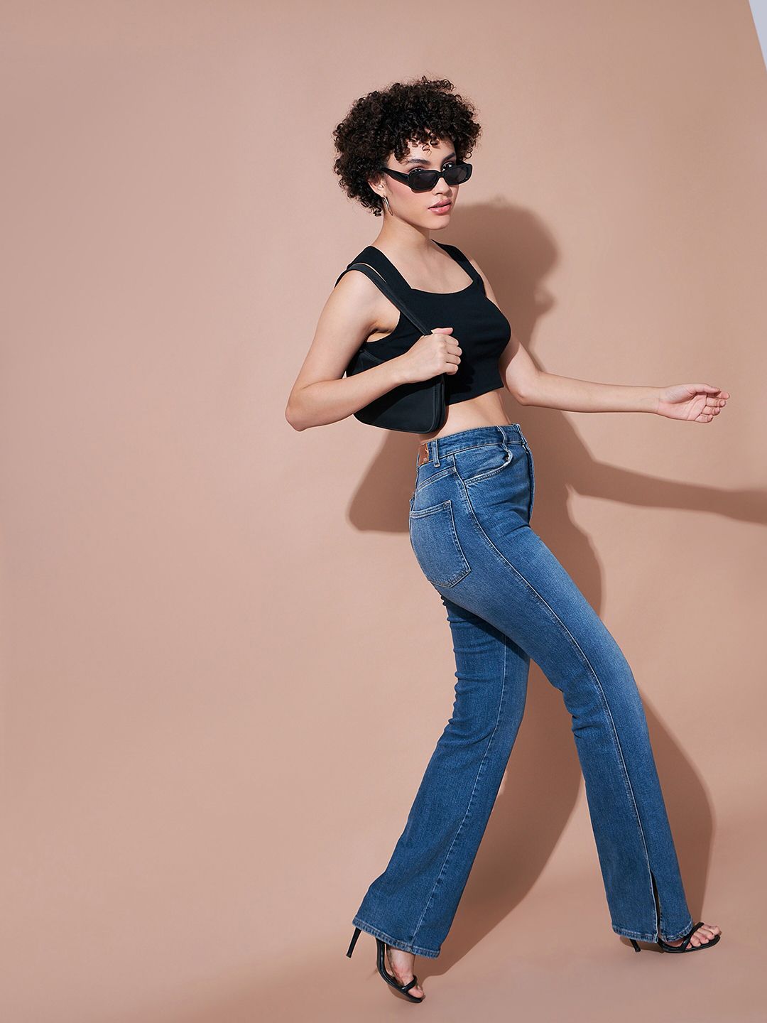 SASSAFRAS BASICS Square Neck Cotton Fitted Crop Top