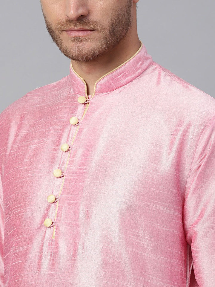 SOJANYA Men Pink Solid Kurta Lurus