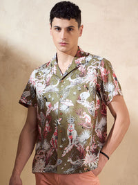 DENNISON Pure Cotton Tropical Printed Oversized Casual Shirt