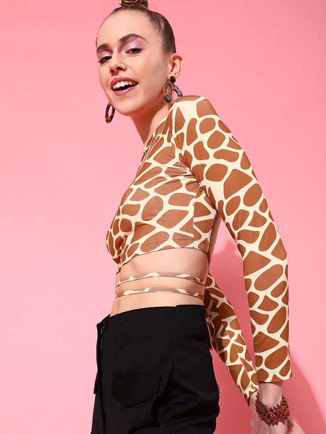 STREET 9 Rust Animal Print Styled Back Top