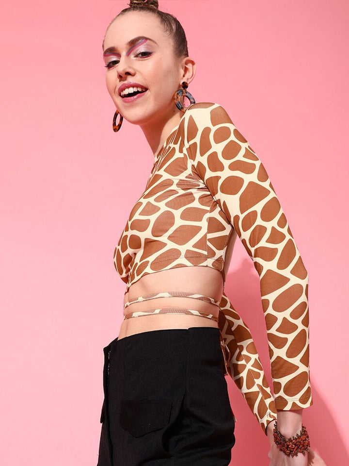 STREET 9 Rust Animal Print Styled Back Top
