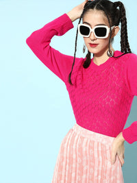 STREET 9 Women Fuchsia Acrylic Pullover